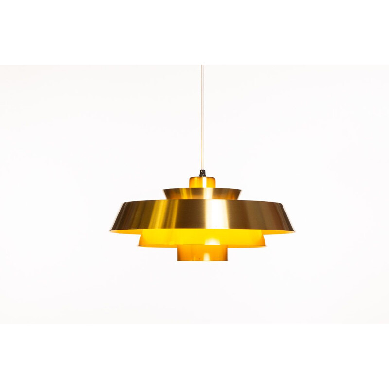 Vintage Nova pendant lamp for Fog & Mørup in brass and fabric 1960