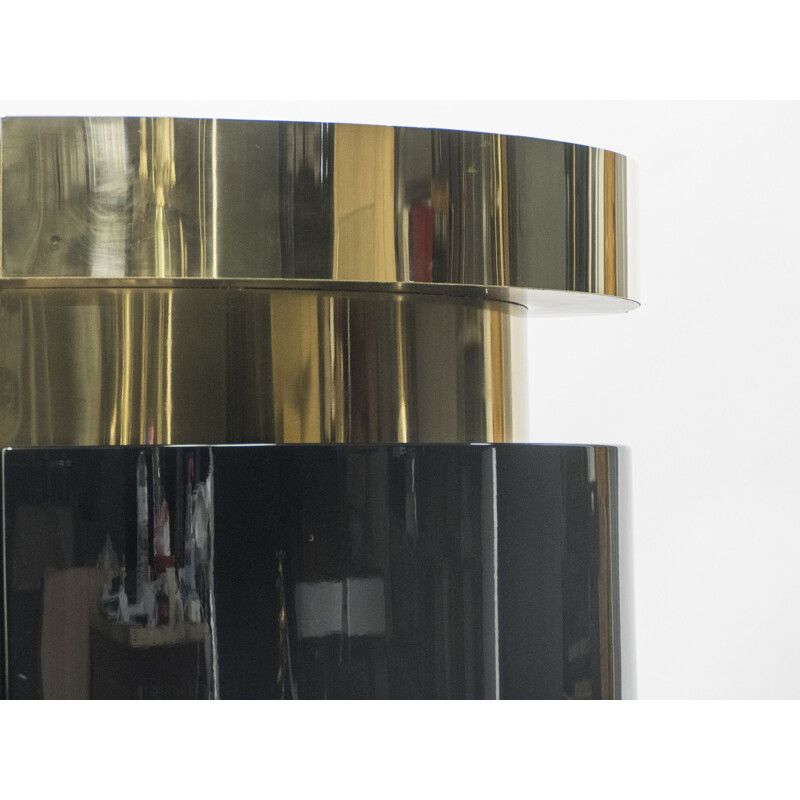 French vintage bar for Romeo Paris in black lacquered and brass 1970