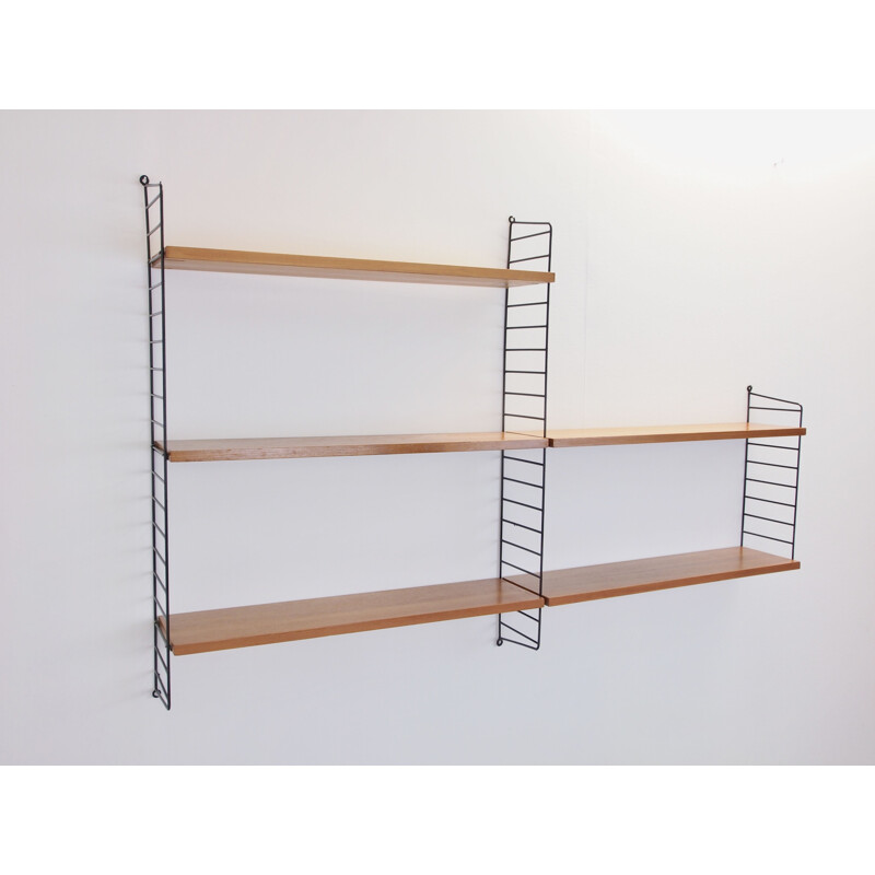 Vintage wall unit for Nisse Strinning in teak and metal 1950