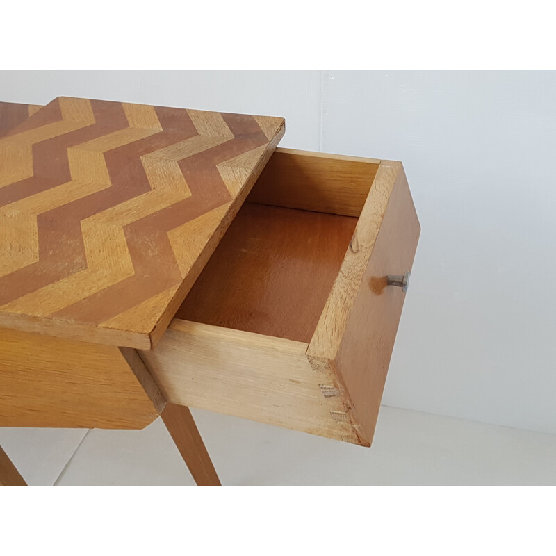 Vintage french work table in oak and beech 1950