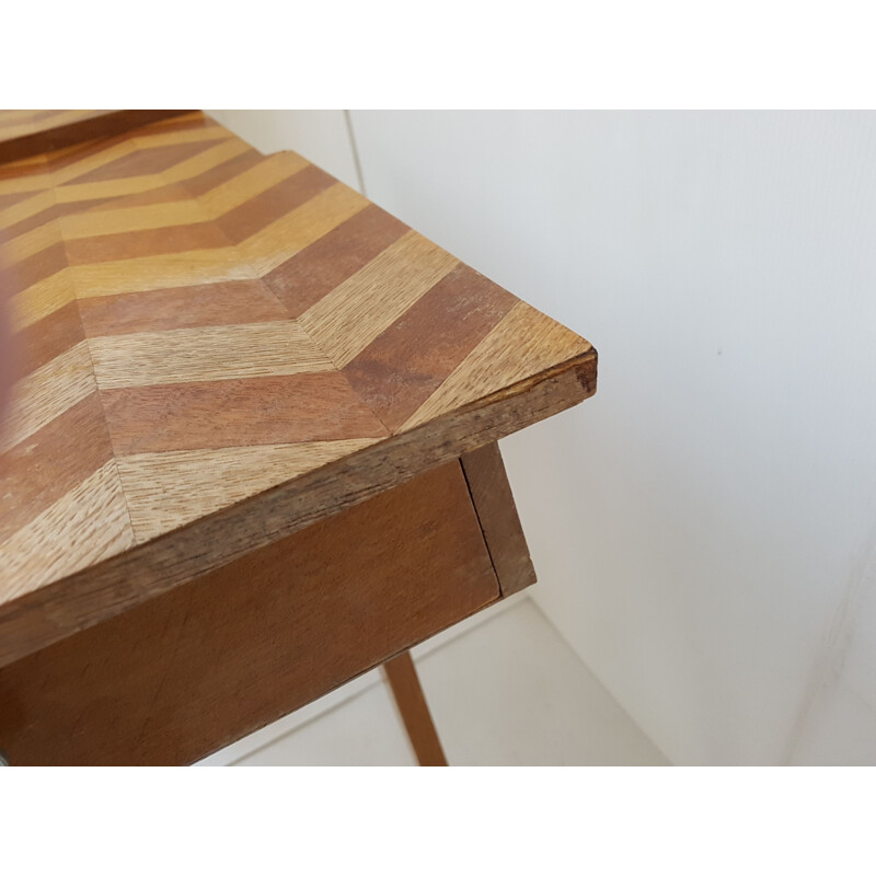 Vintage french work table in oak and beech 1950