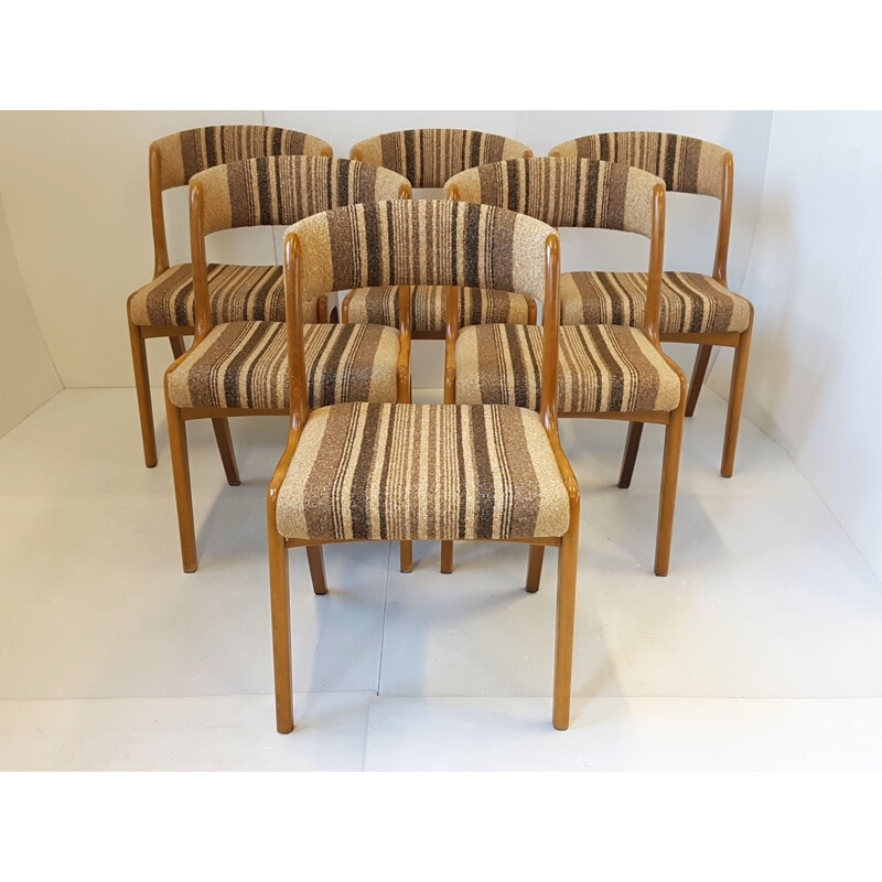 Set of 6 vintage chairs in beech
