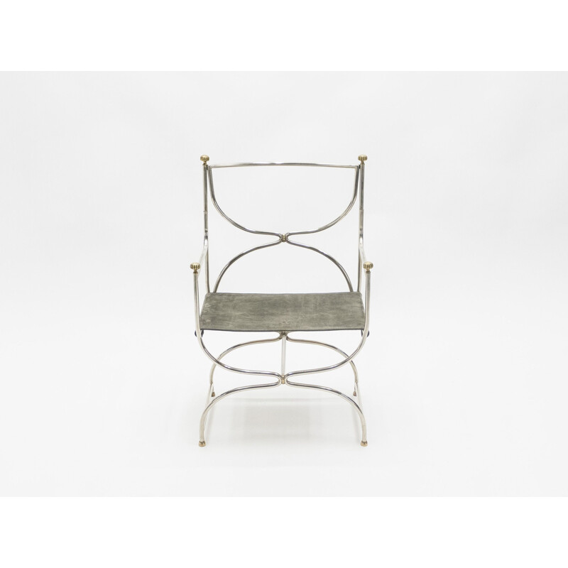 Set of 10 chairs in steel and leather for La Maison Jansen