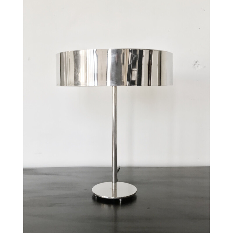 Lampe vintage moderniste en métal chromé