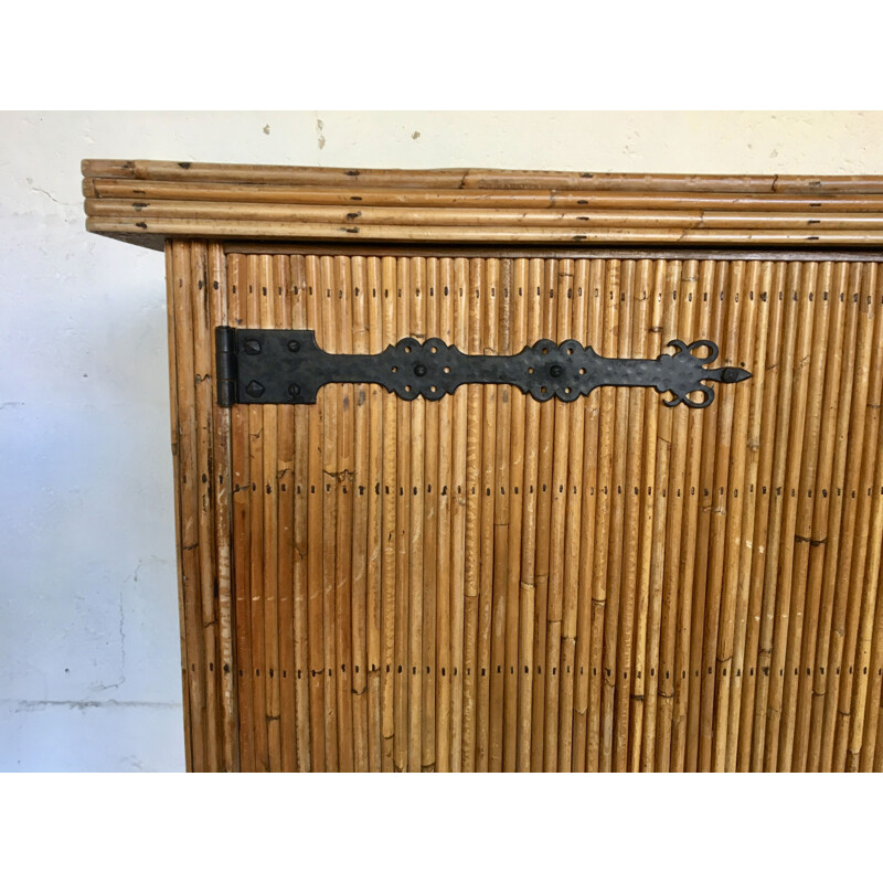 Vintage sideboard in rattan 1950