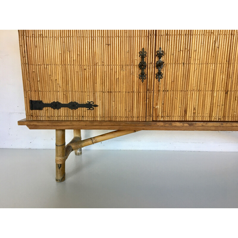 Vintage sideboard in rattan 1950