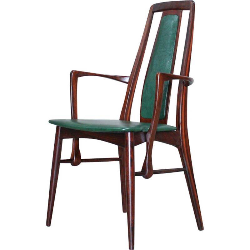 Vintage chair for Koefoeds in green leatherette and rosewood 1960s