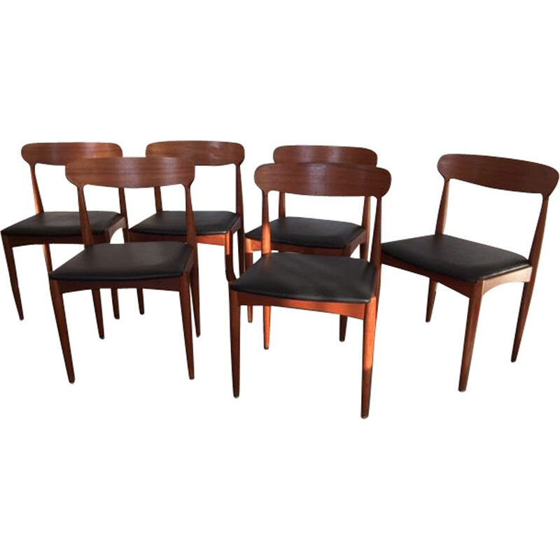 Set of 6 Scandinavian vintage chairs by Andersen in teak 1960