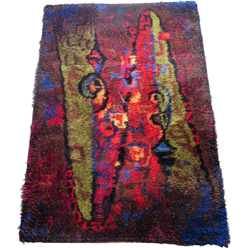 Vintage dutch wool multicolour rug 1970