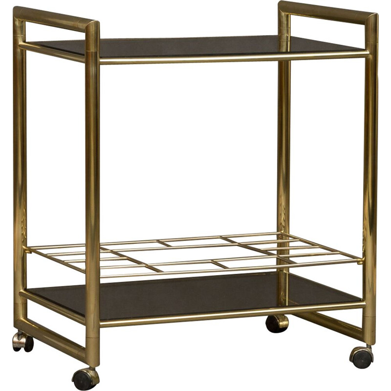 Italian golden bar cart in brass