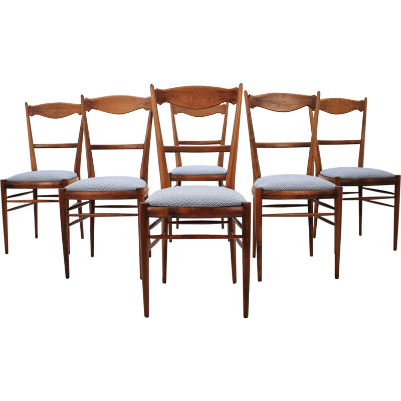 Set of 6 vintage beech dining chairs