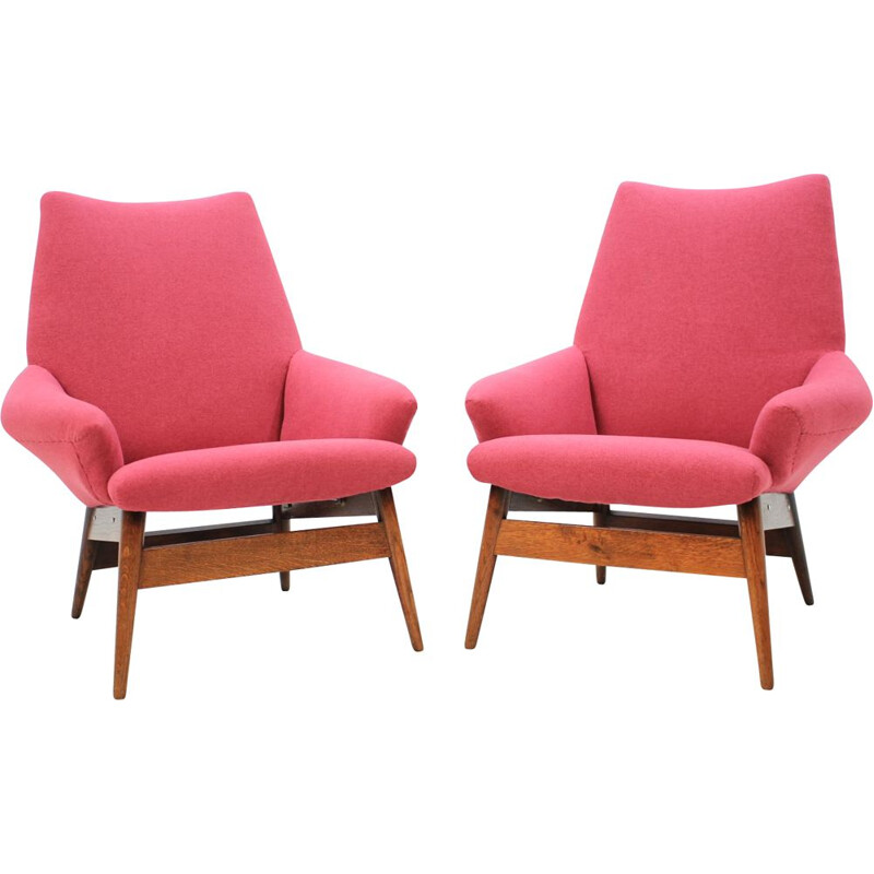 Set of 2 vintage 1950 Miroslav Navratil lounge chair