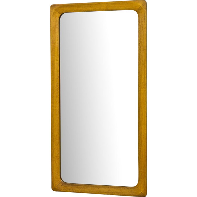 Vintage Swedish wall mirror in birch