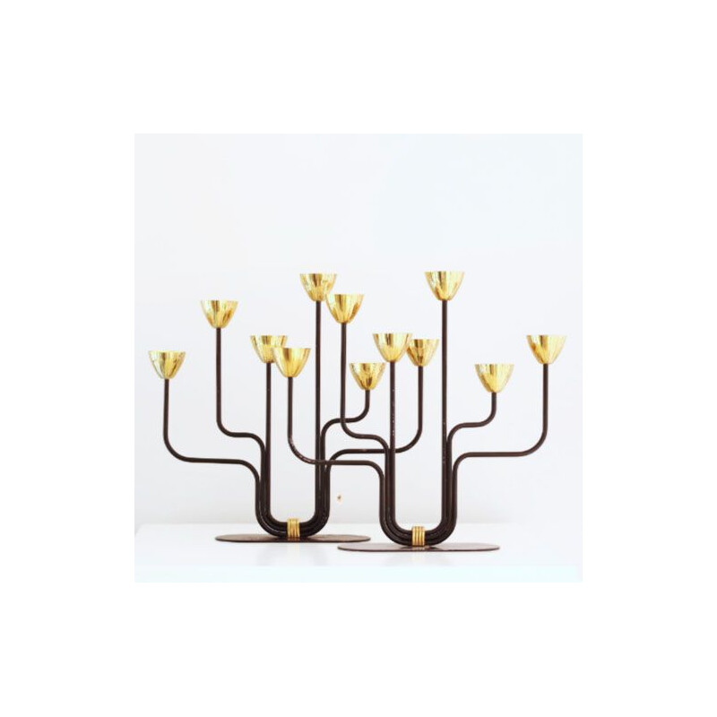 Pair of candlesticks in brass by Gunnar Ander