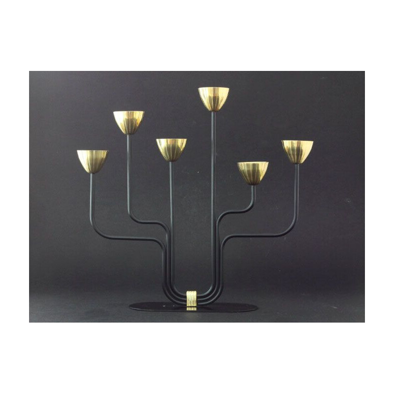 Pair of candlesticks in brass by Gunnar Ander