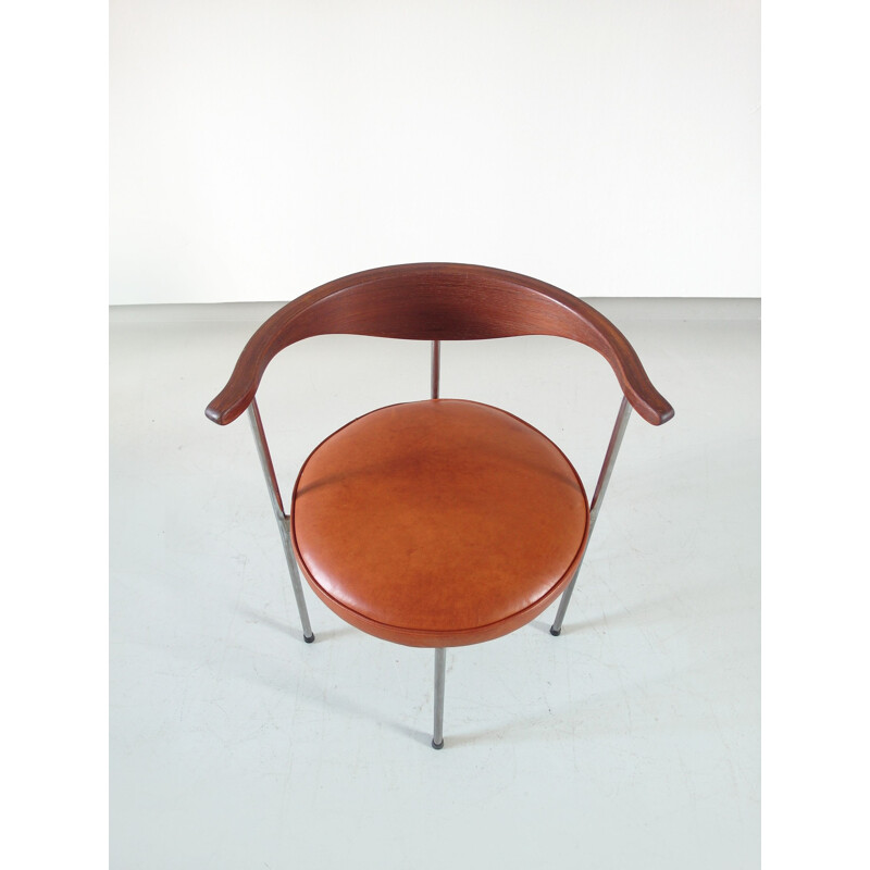 Chaise d'appoint en cuir par Frederik Sieck pour Fritz Hansen