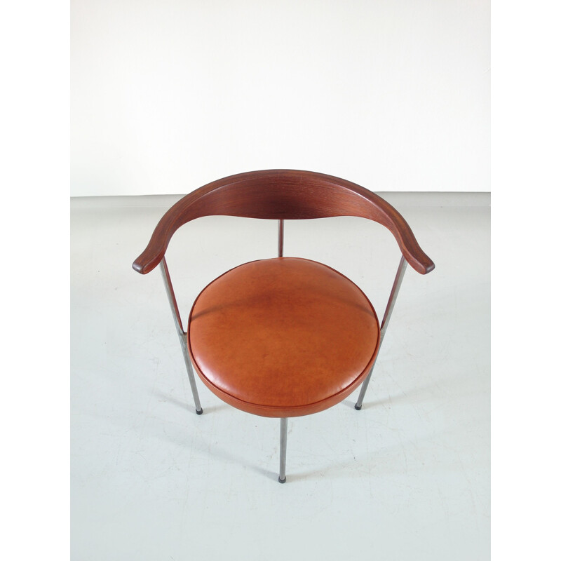 Side chair in leather by Frederik Sieck for Fritz Hansen