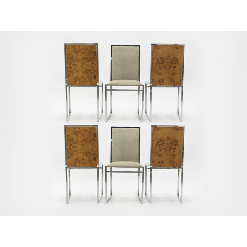 Suite de 6 chaises en velours par Metal Arredo Milan