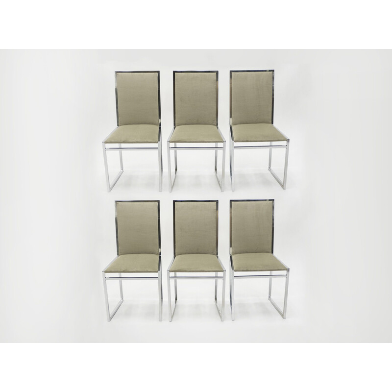 Set of 6 velvet chairs by Metal Arredo Milan