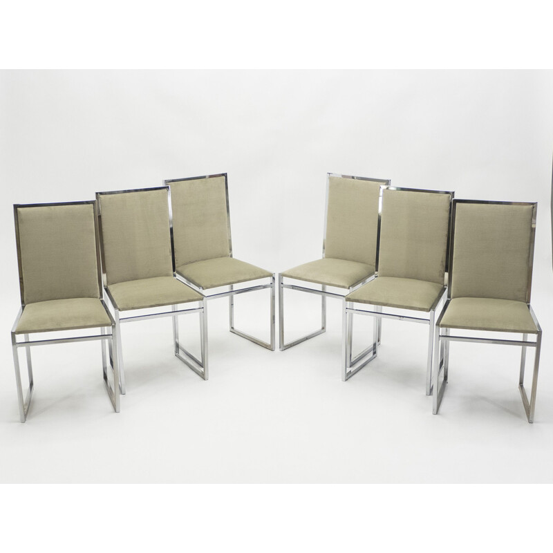 Set of 6 velvet chairs by Metal Arredo Milan