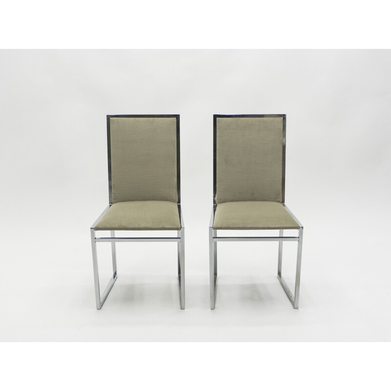 Set of 6 velvet chairs by Metal Arredo Milan