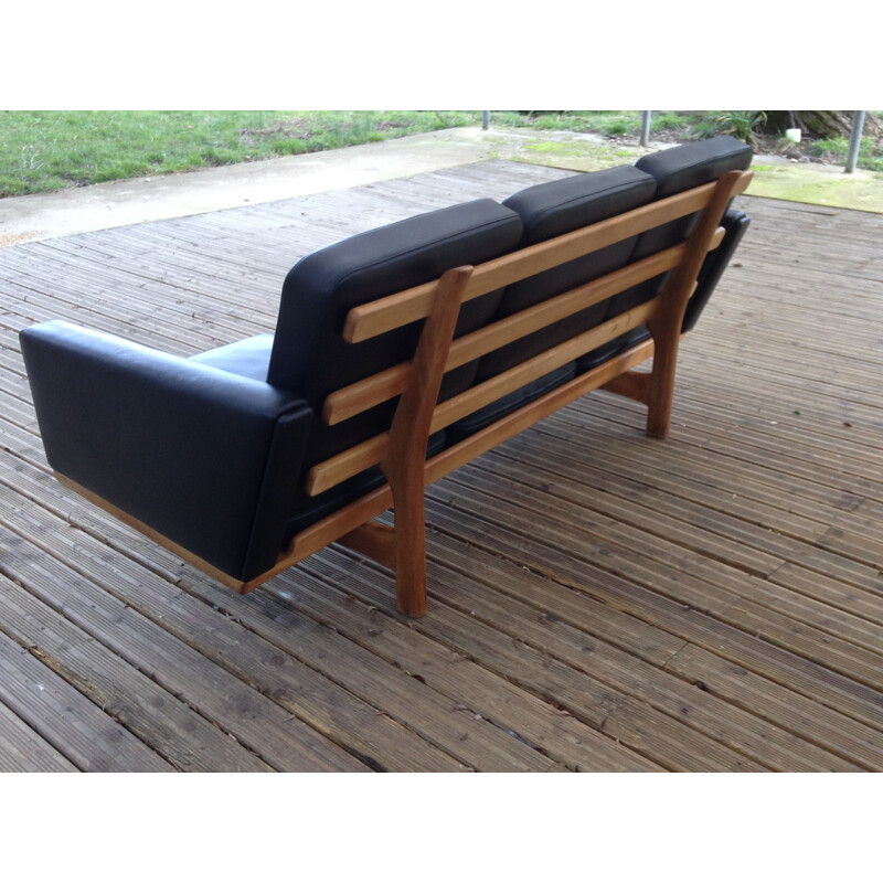 Vintage H.J.Wegner 2363 sofa for Getama in black leather