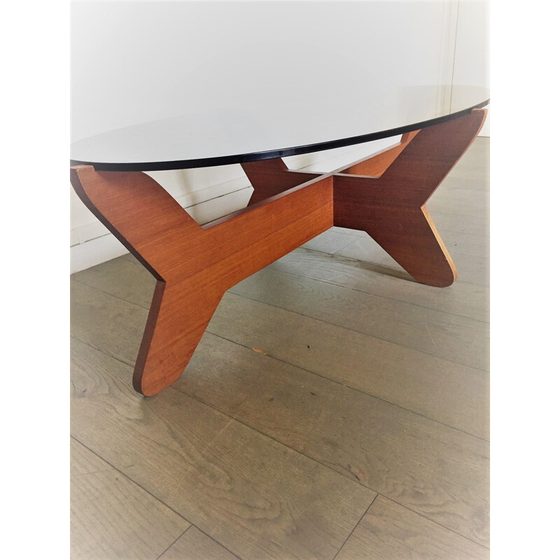 Coffee Table vintage Scandinavian Hugues Poignant 1965, teak 