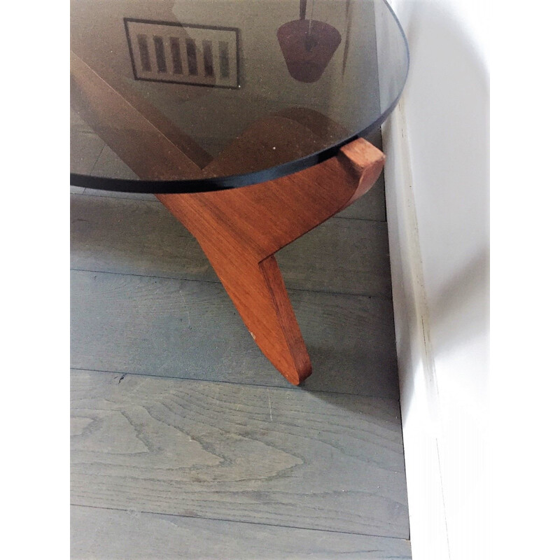 Coffee Table vintage Scandinavian Hugues Poignant 1965, teak 