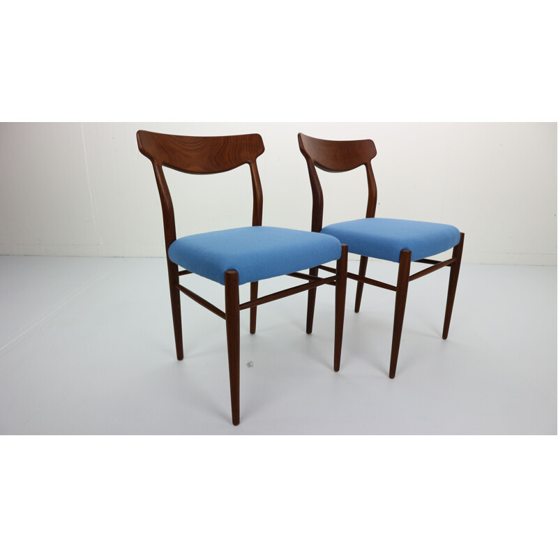 Set of 2 blue chairs in teak by Harry Østergaard