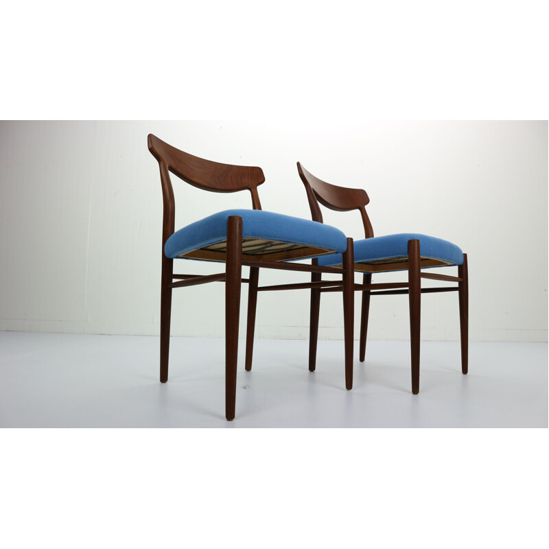 Set of 2 blue chairs in teak by Harry Østergaard