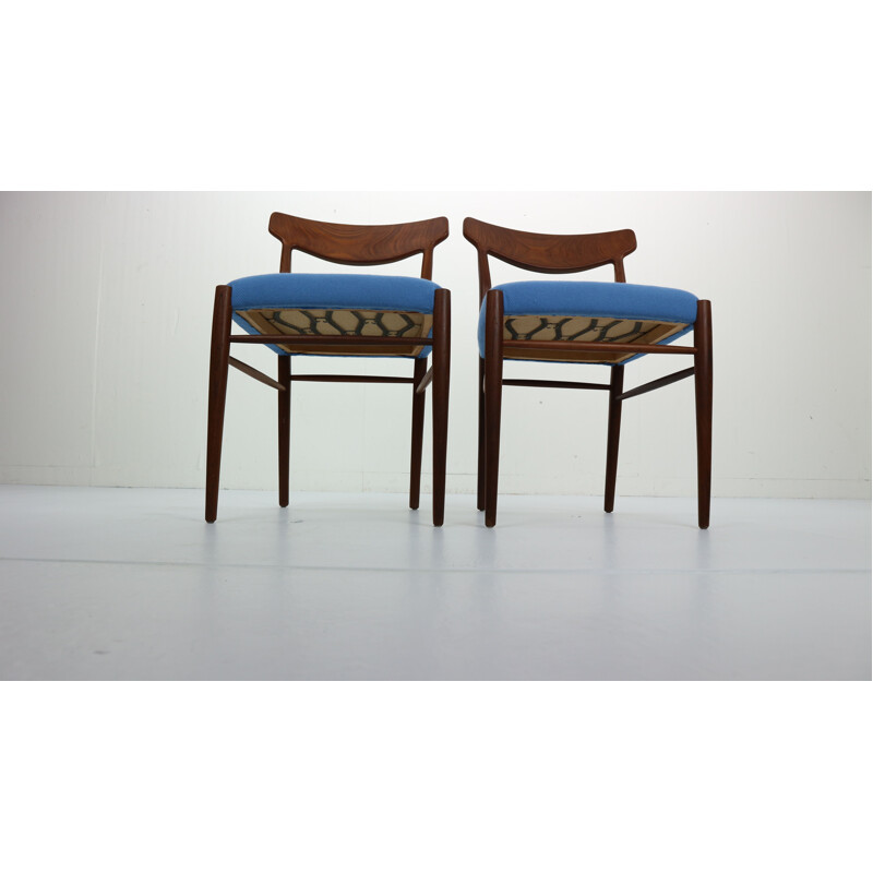 Set of 2 blue chairs in teak by Harry Østergaard