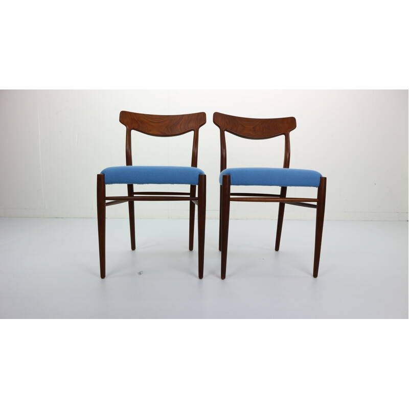 Set of 2 blue chairs in teak by Harry Østergaard