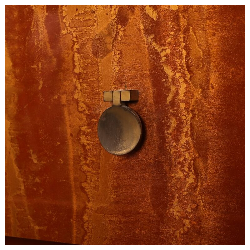 Vintage chest of drawers in burr wood, brass and mahogany for Jansen, 1970