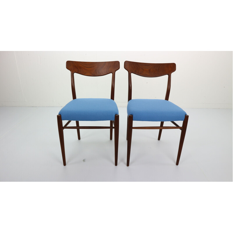 Set of 2 blue chairs in teak by Harry Østergaard