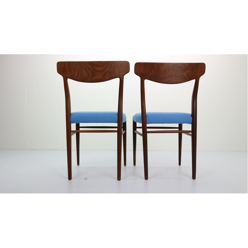 Set of 2 blue chairs in teak by Harry Østergaard