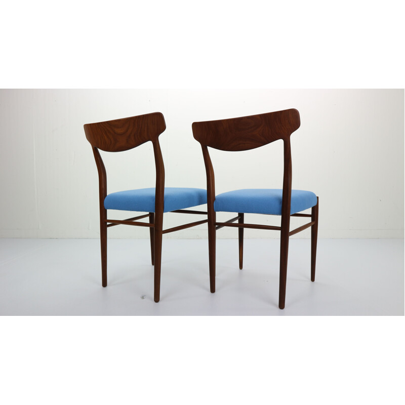 Set of 2 blue chairs in teak by Harry Østergaard