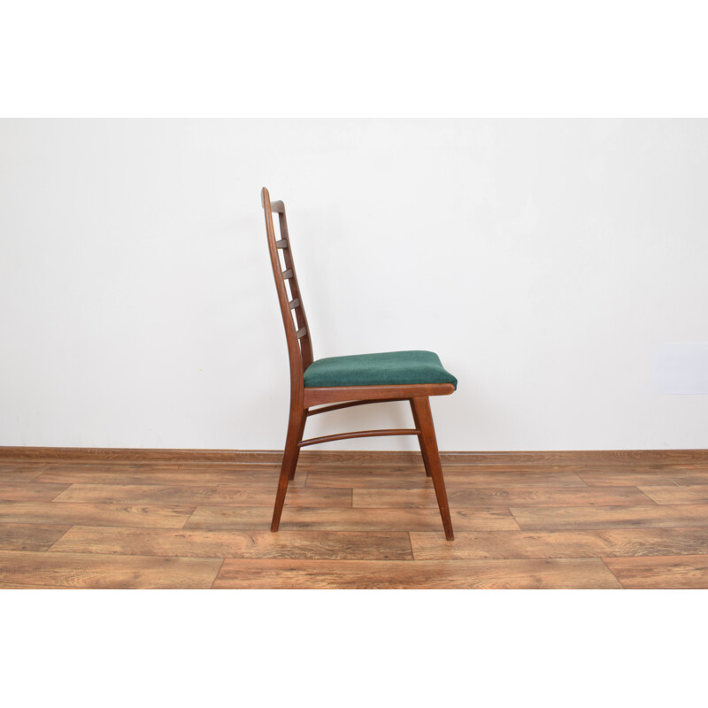 Set of 4 green chairs in teak