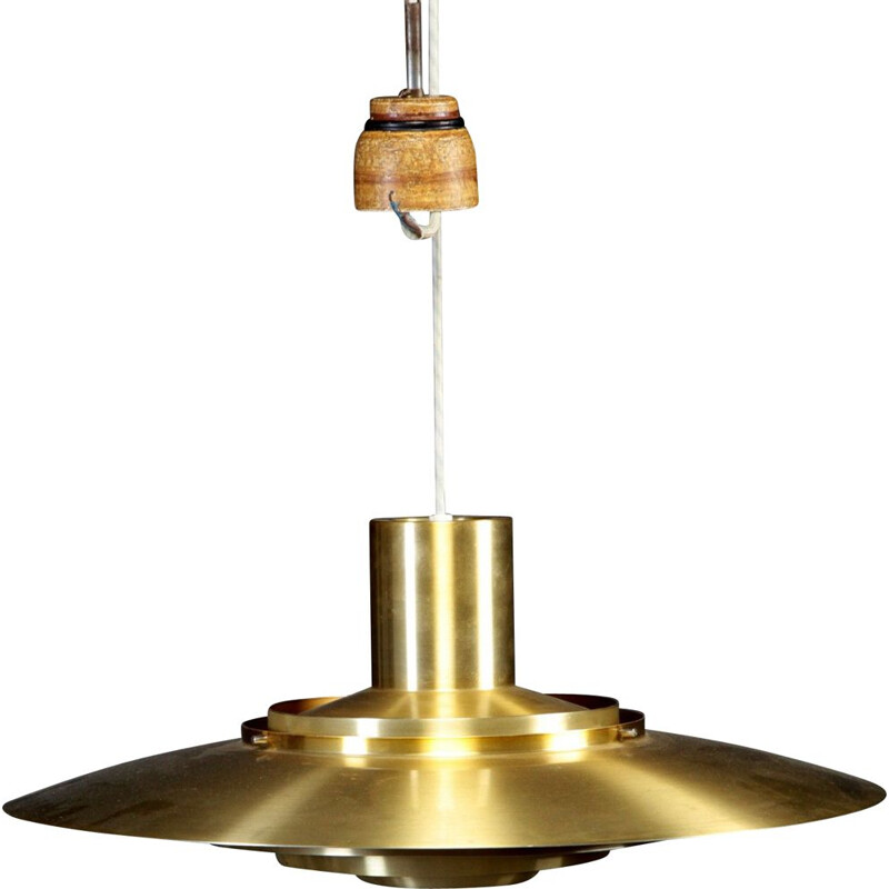 Vintage hanging lamp golden by Preben Fabricius and Jørgen Kastholm