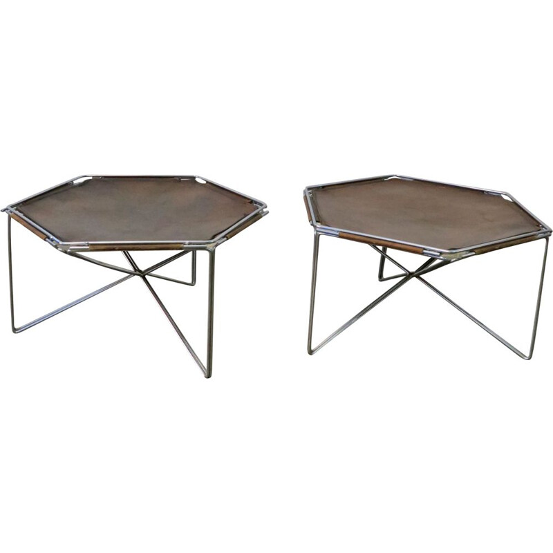 Pair of leather side tables by Max Sauze
