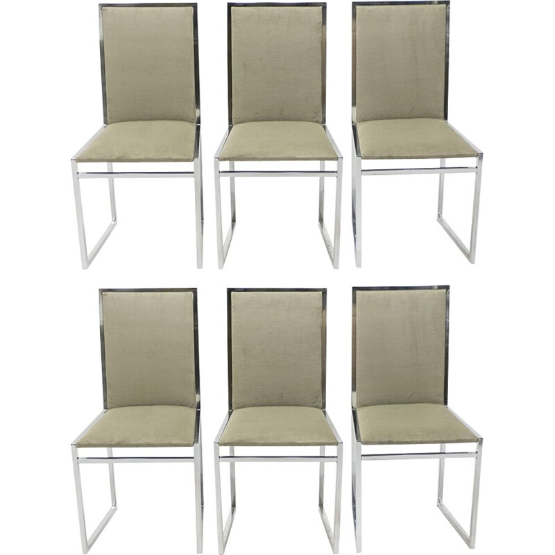 Suite de 6 chaises en velours par Metal Arredo Milan