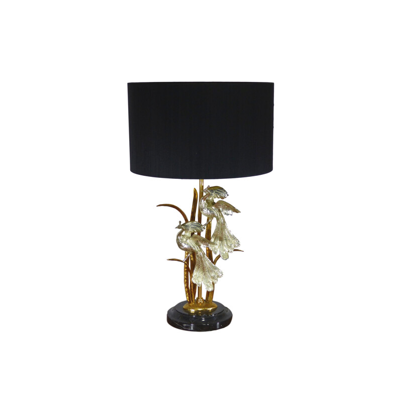 Vintage brass and marble table lamp