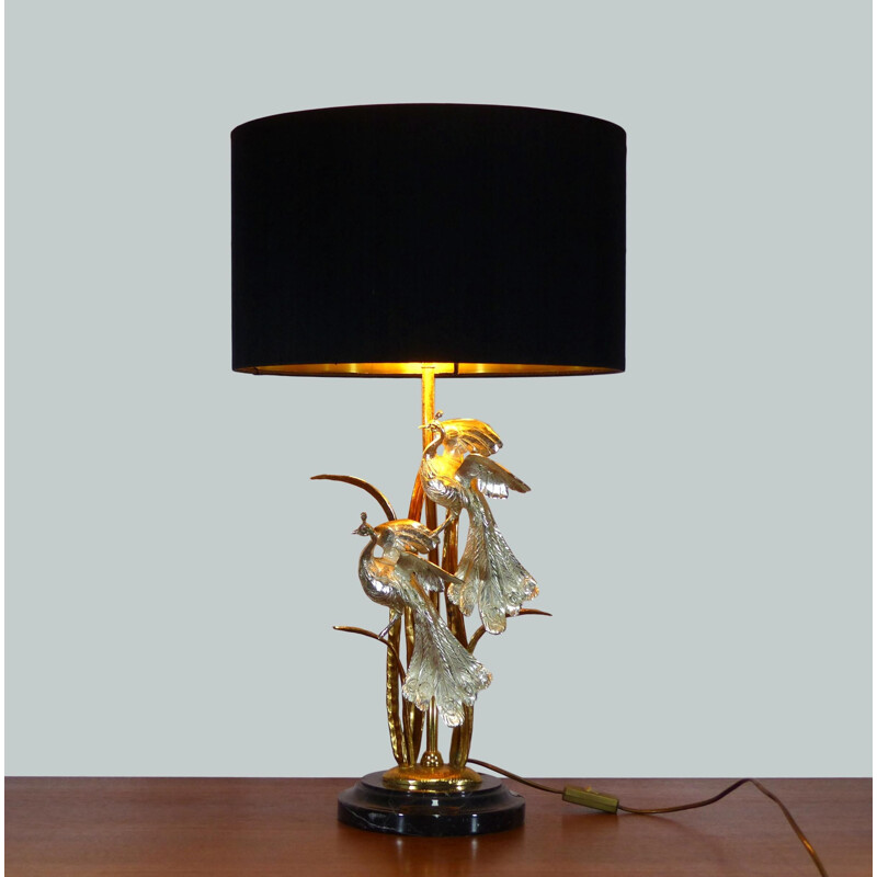 Vintage brass and marble table lamp