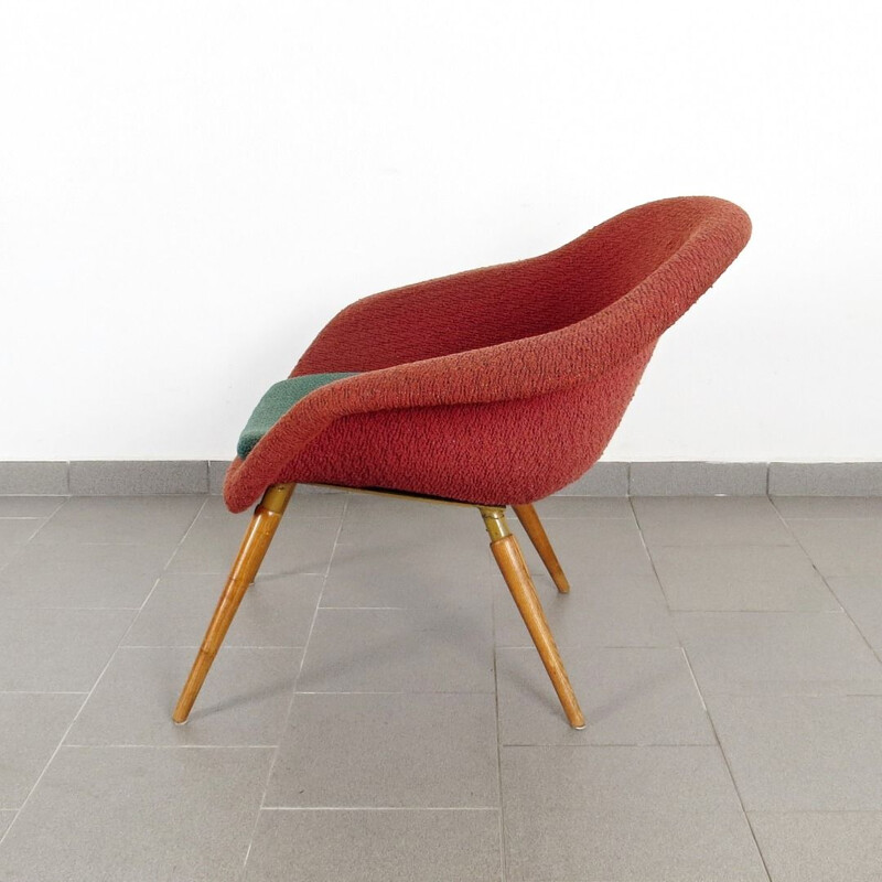 Pair of red armchairs by Frantisek Jirak