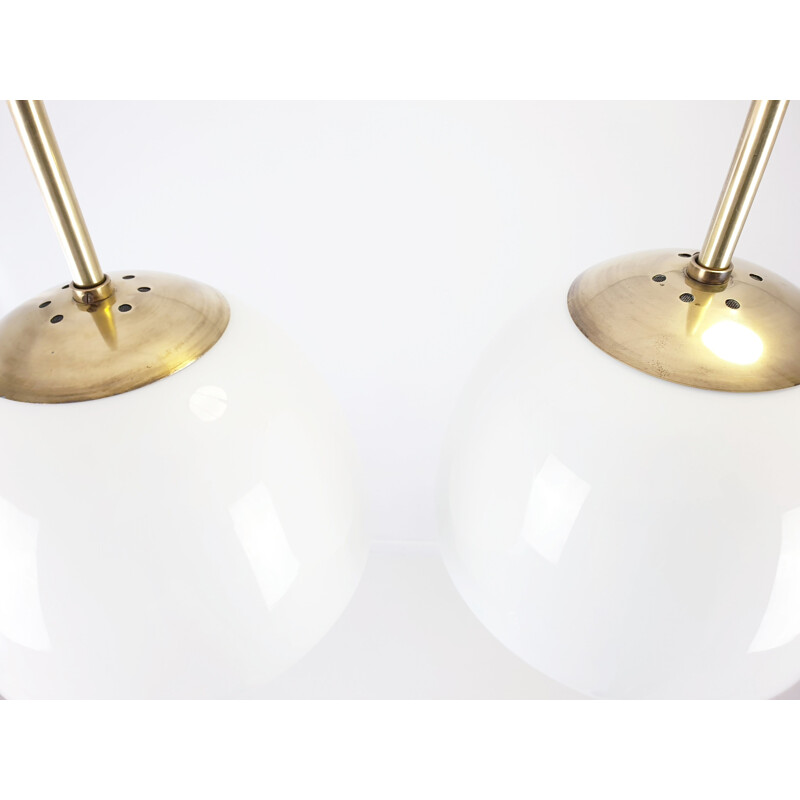 Pair of vintage opaline pendant lamps