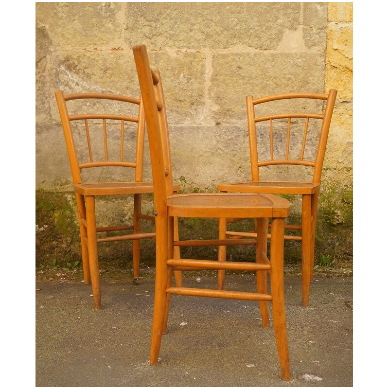 Set of 3 vintage dining chairs in beech by Luterma