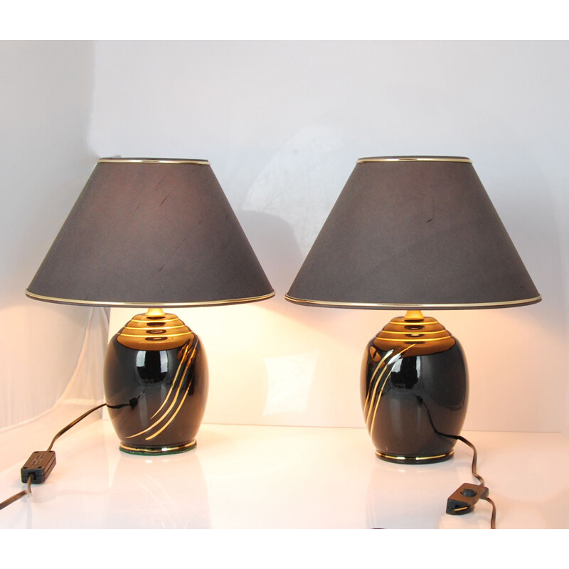 Set of 2 vintage night lights with lampshade