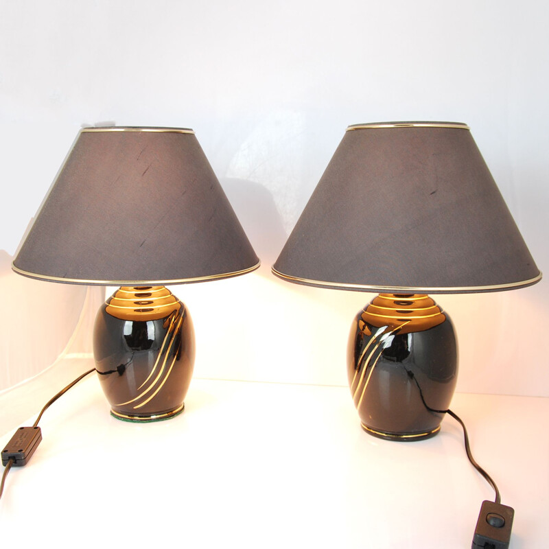 Suite de 2 lampes vintage Hollywood Regency