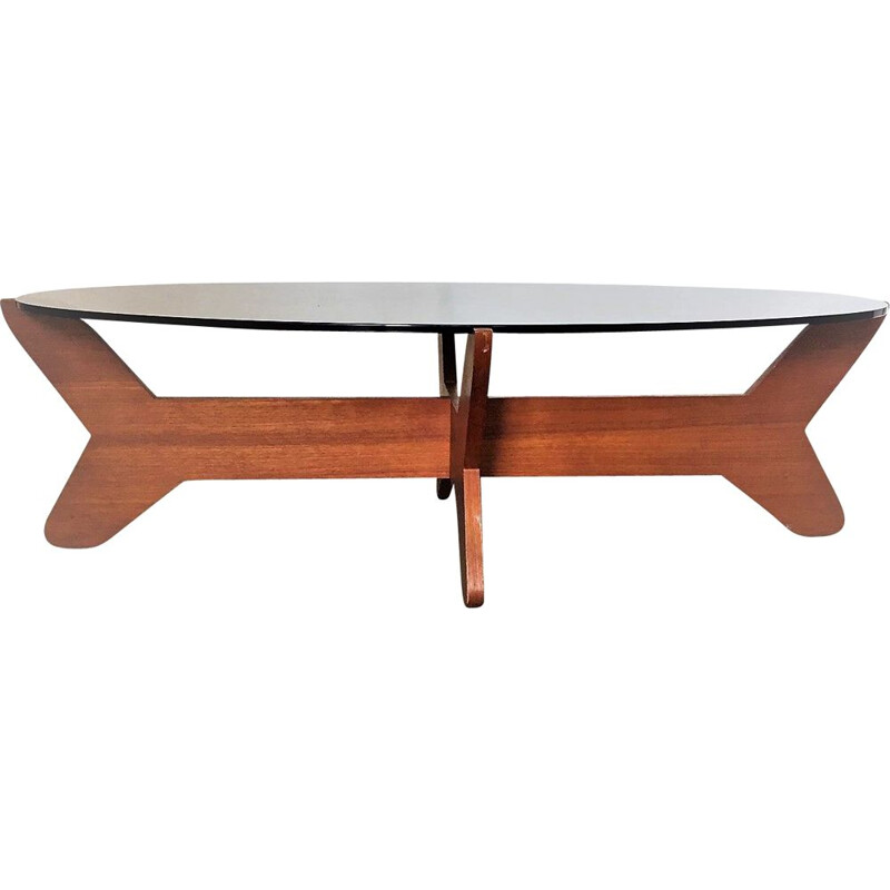 Coffee Table vintage Scandinavian Hugues Poignant 1965, teak 