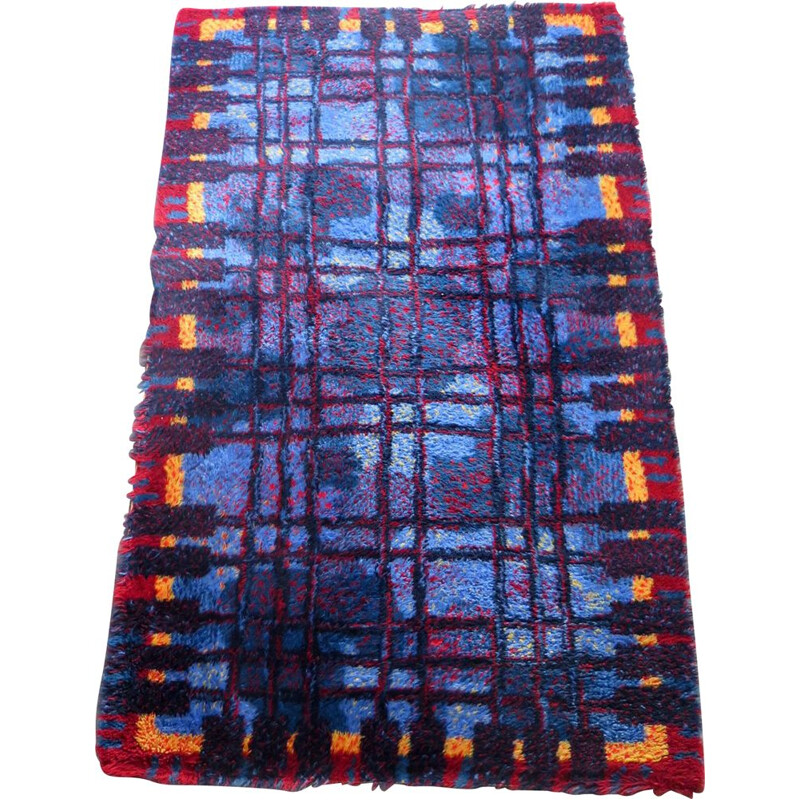 Tapis multicolore vintage en laine