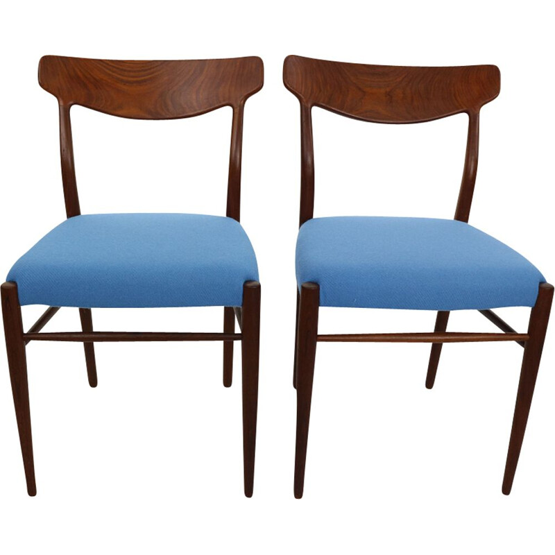 Set of 2 blue chairs in teak by Harry Østergaard